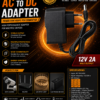 Premium AC to DC Power Adapter for Router, CCTV and LED Strip Light by Akrokom. 12V 2A, 9V 2A, 5V 2A.